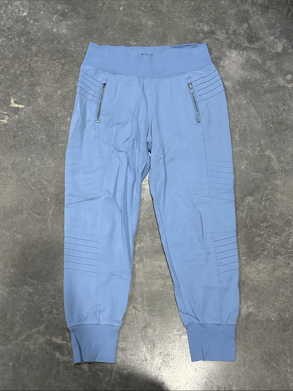 Athleta Venice moto joggers Light Blue Ribbed Pocket Joggers